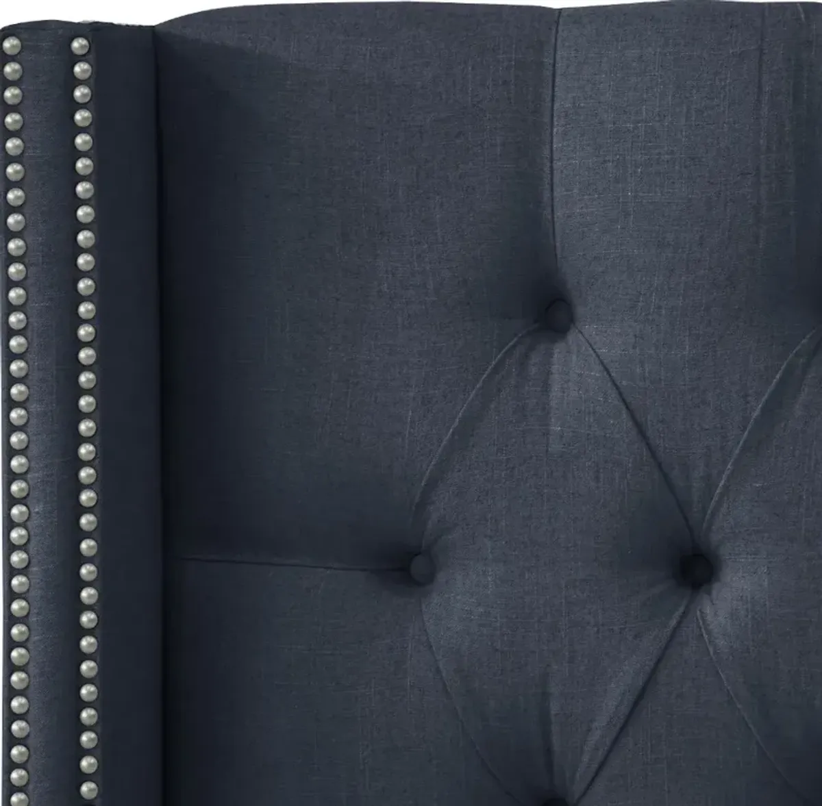 Abigail Navy Blue Diamond Tufted Wingback Queen Headboard - Skyline Furniture