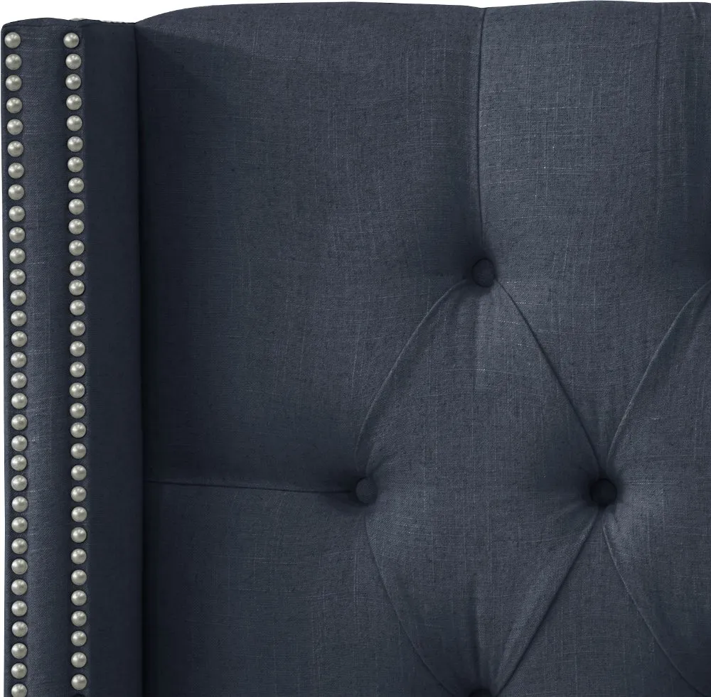 Abigail Navy Blue Diamond Tufted Wingback California King...