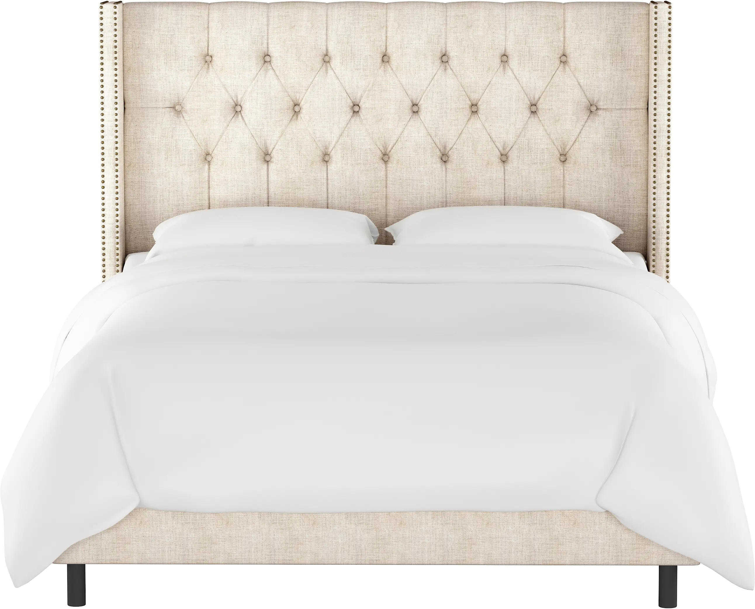 Abigail Ivory Diamond Tufted Wingback California King Bed -...