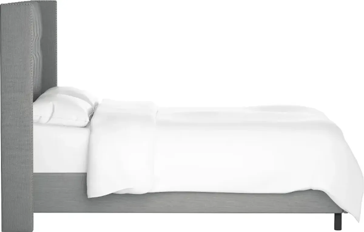 Abigail Gray Diamond Tufted Wingback California King Bed - Skyline Furniture