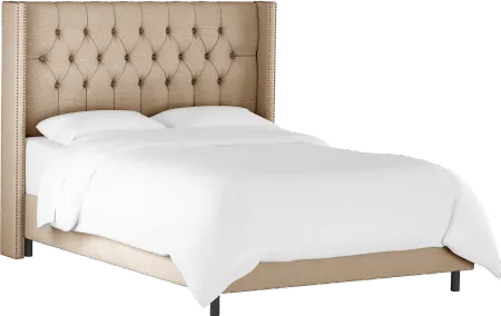 Abigail Tan Diamond Tufted Wingback Full Bed - Skyline Furniture