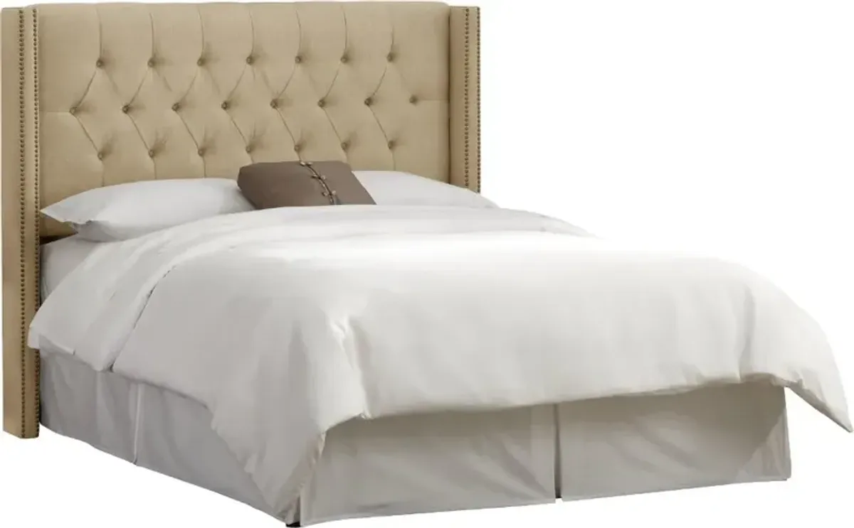 Abigail Tan Diamond Tufted Wingback King Bed - Skyline Furniture