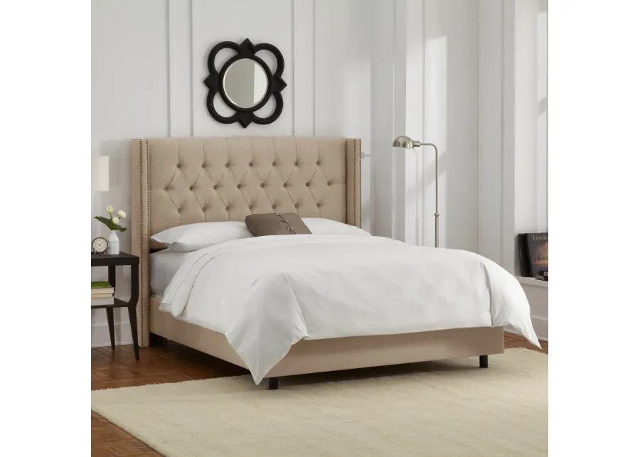 Abigail Tan Diamond Tufted Wingback California King Bed - Skyline...