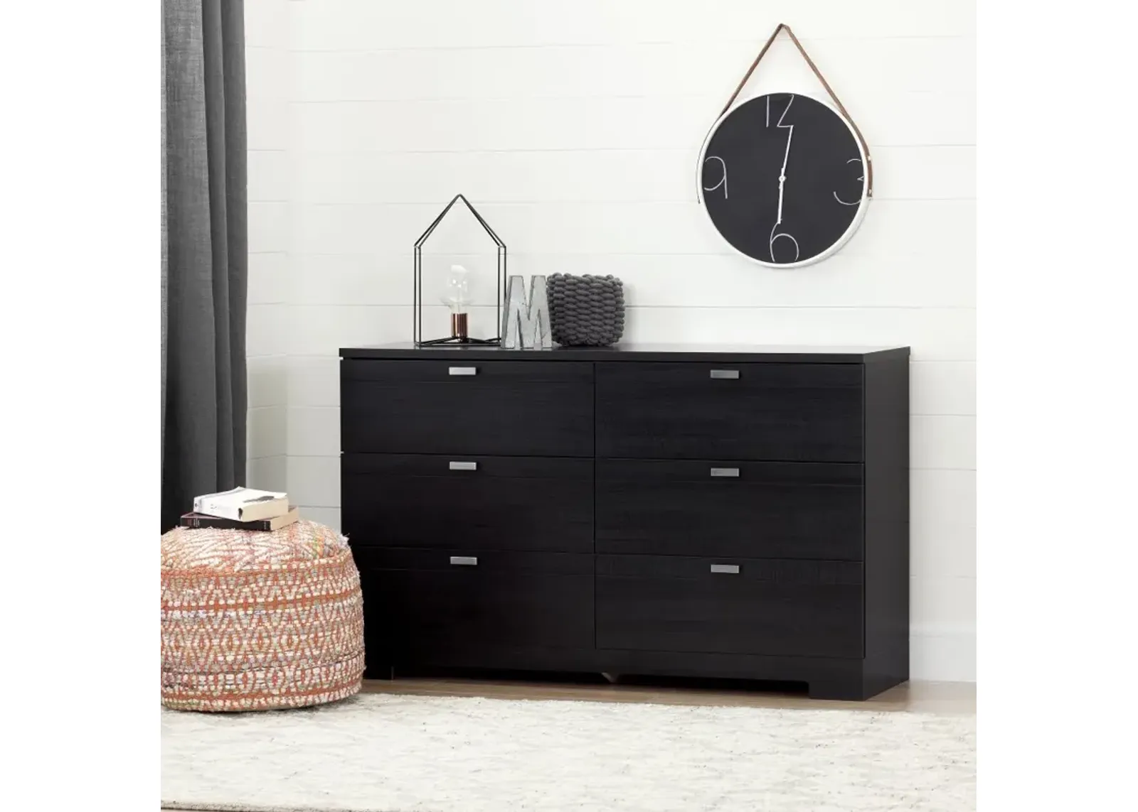 Reevo Black 6-Drawer Double Dresser - South Shore