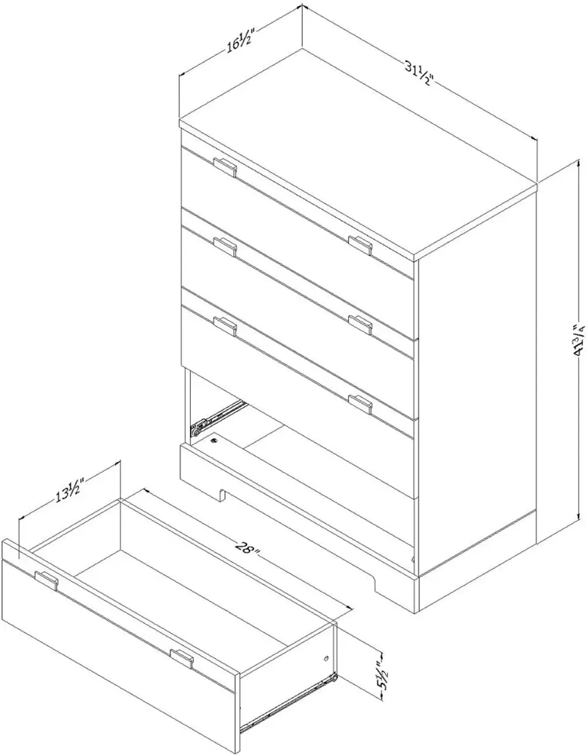 Reevo Black 4-Drawer Chest - South Shore