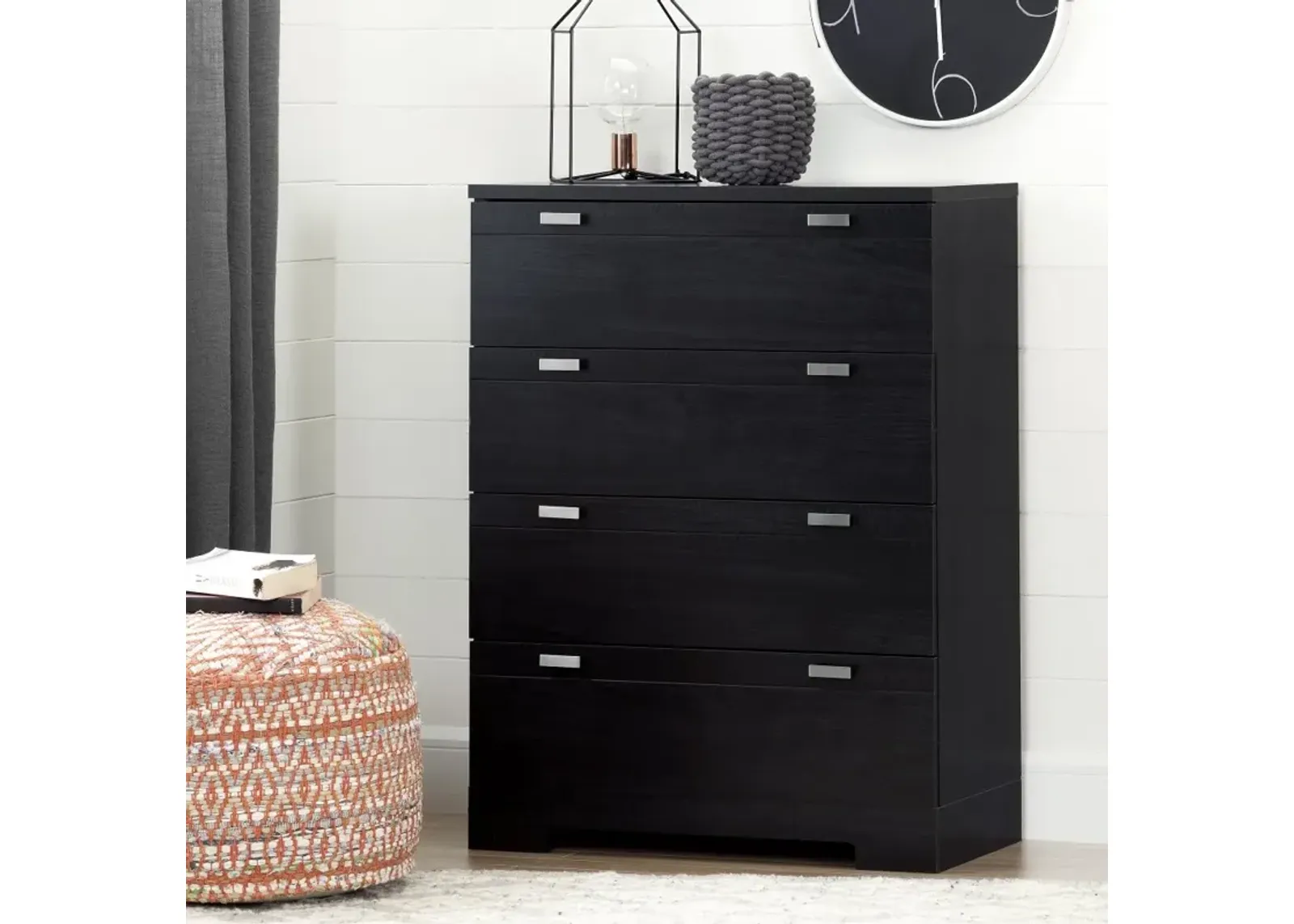 Reevo Black 4-Drawer Chest - South Shore