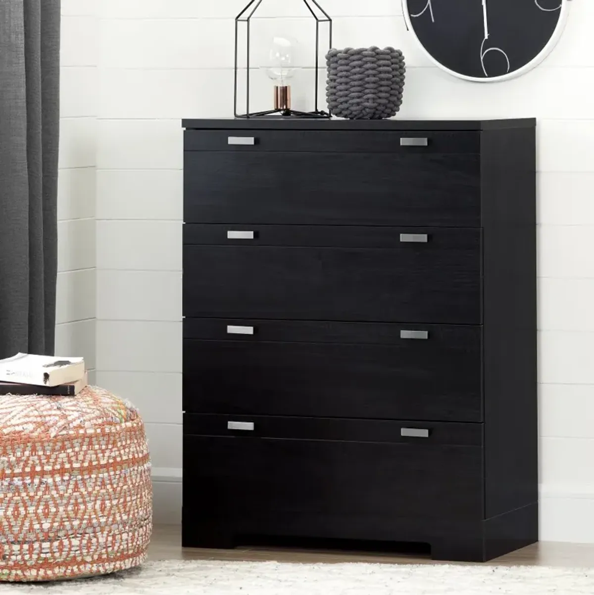 Reevo Black 4-Drawer Chest - South Shore