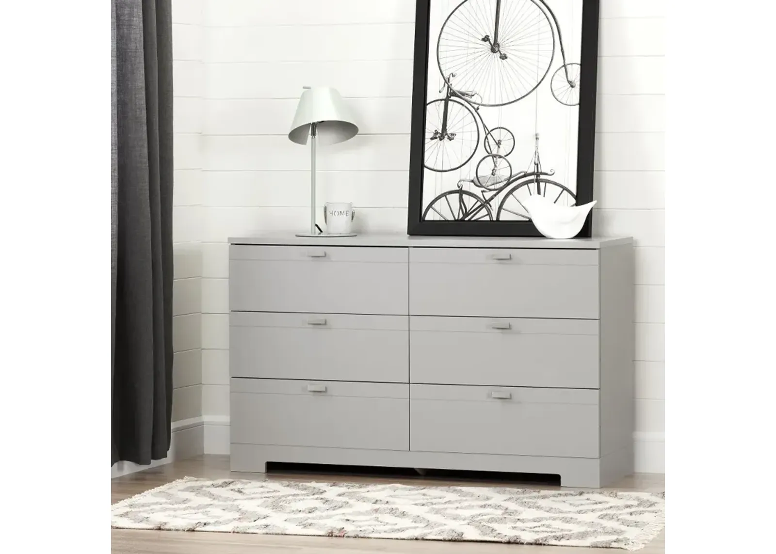 Reevo Gray 6-Drawer Dresser - South Shore