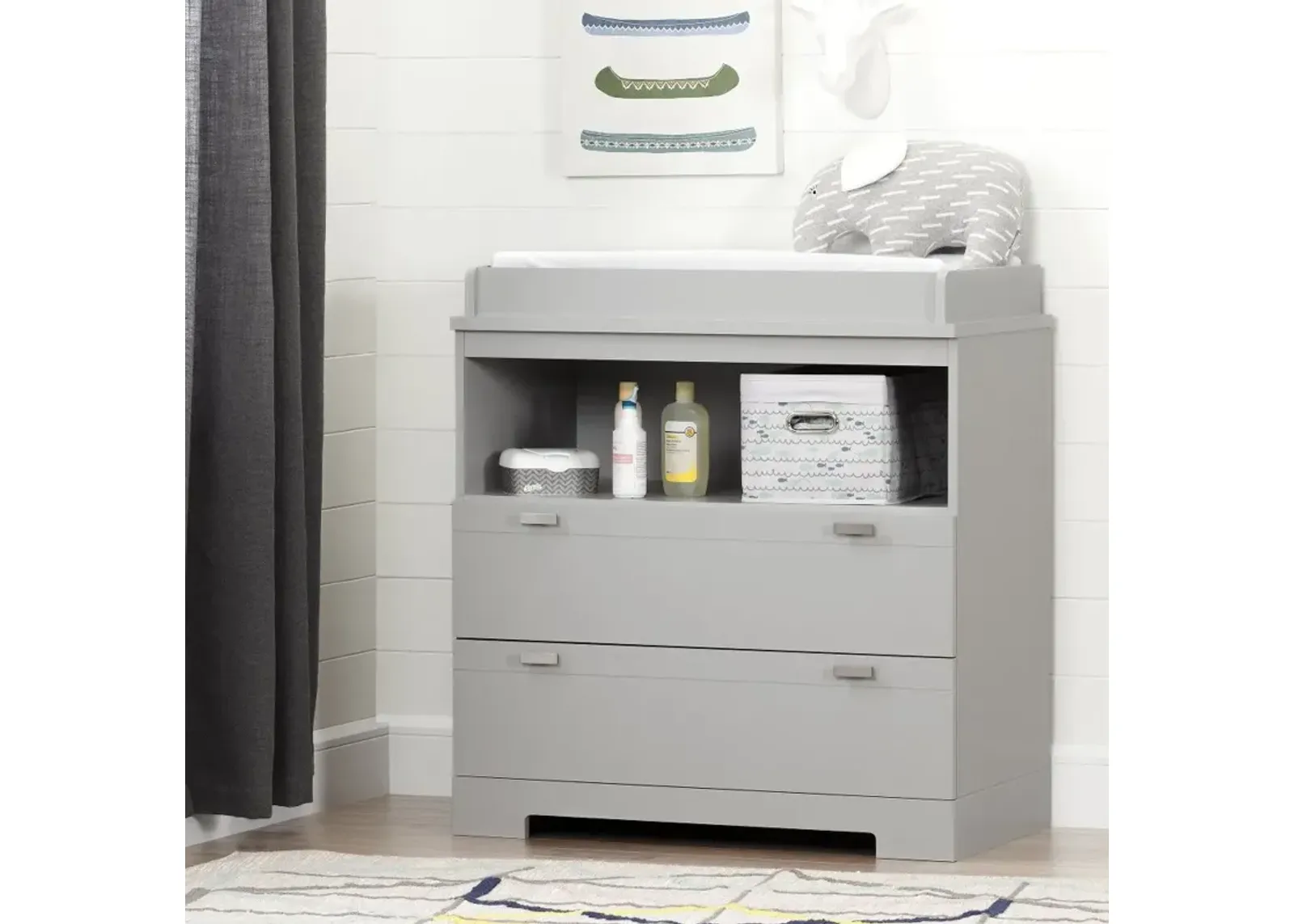 Reevo Gray Changing Table with Storage - South Shore