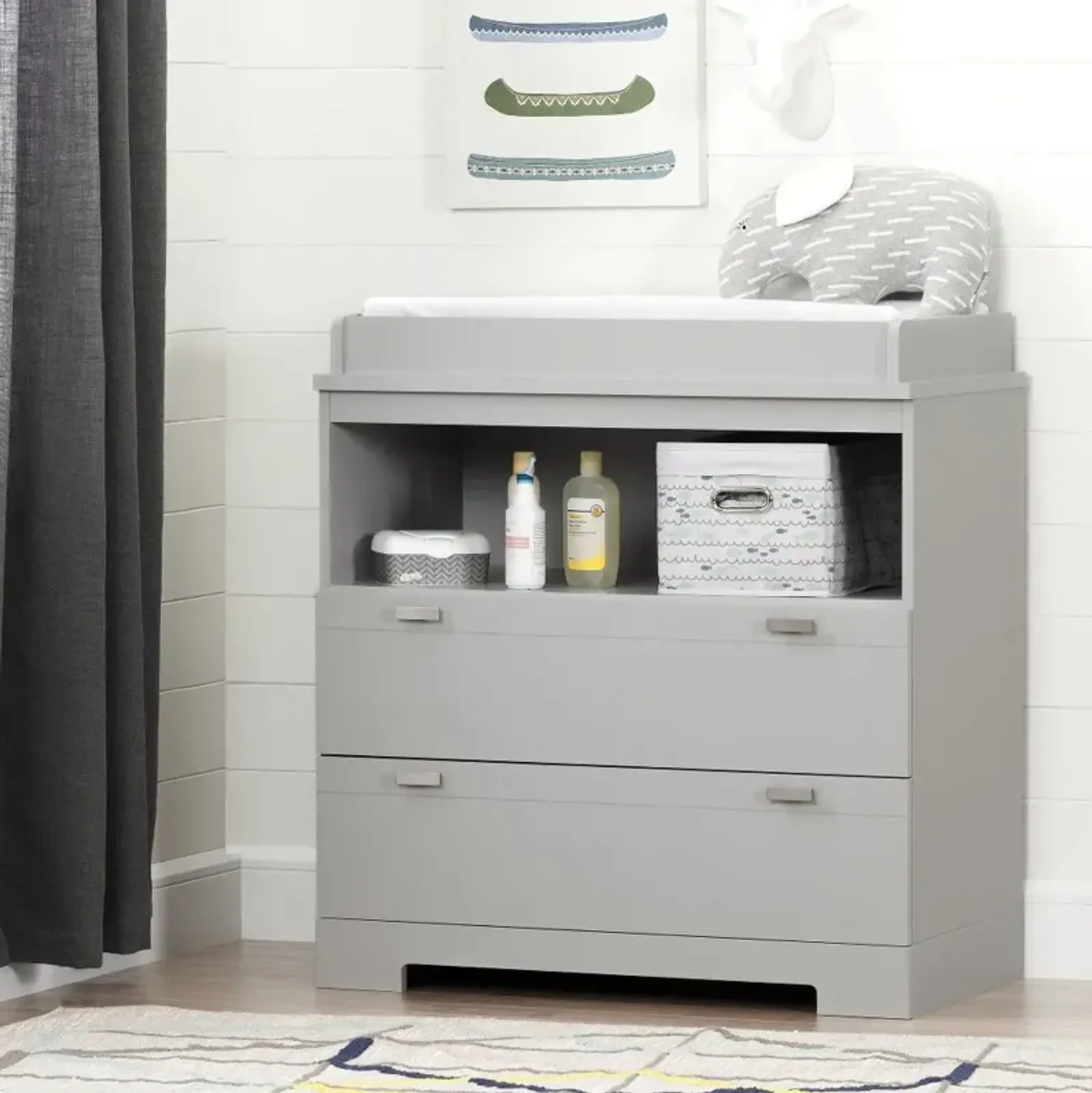 Reevo Gray Changing Table with Storage - South Shore