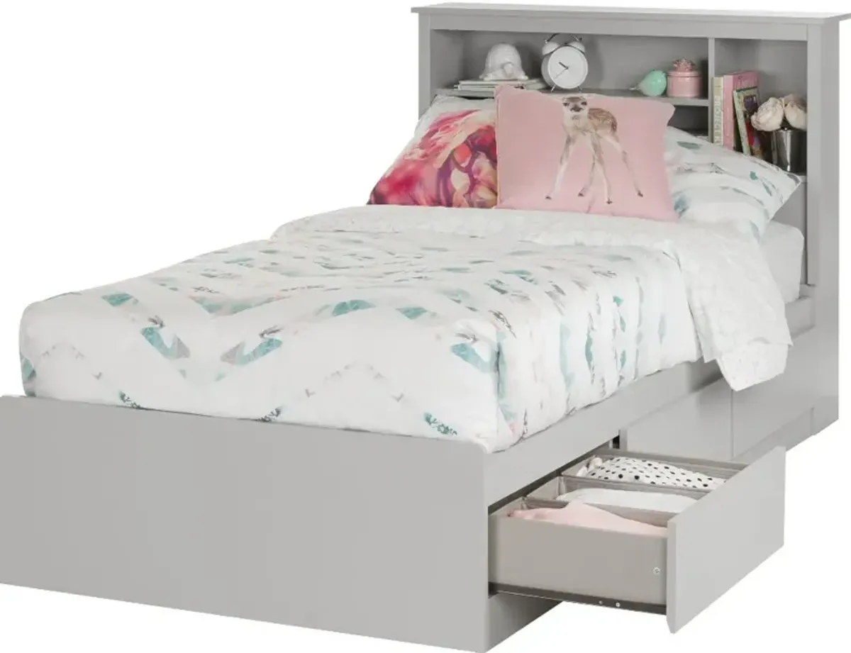 Reevo Gray Twin Bookcase Headboard - South Shore