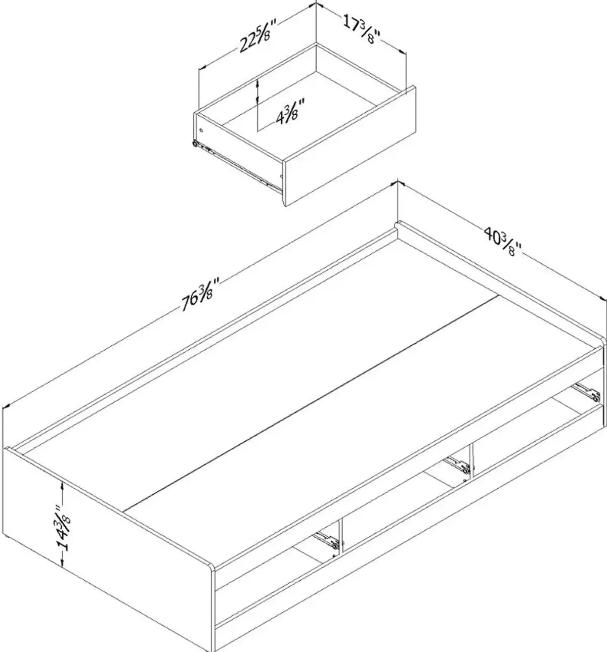 Reevo Gray Twin Mates Bed (39 Inch) - South Shore