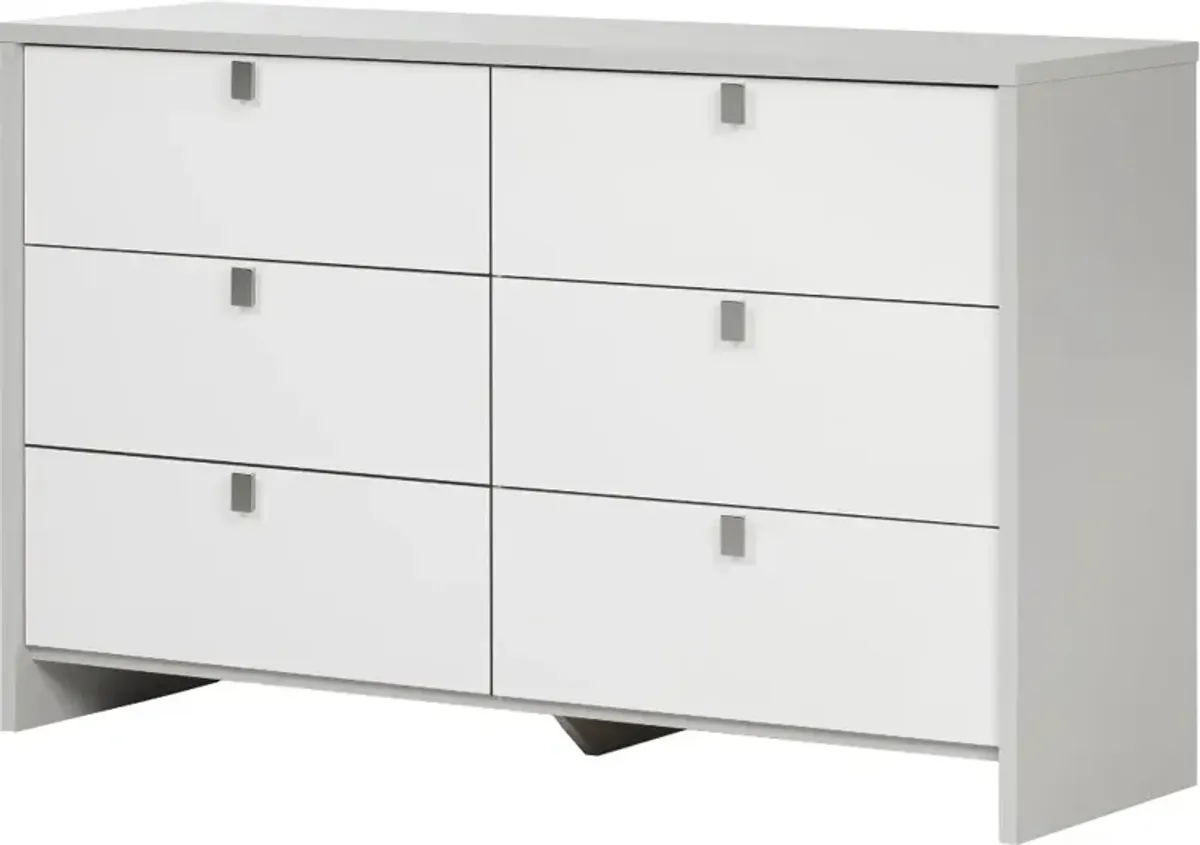 Cookie Gray and White 6-Drawer Double Dresser - South Shore