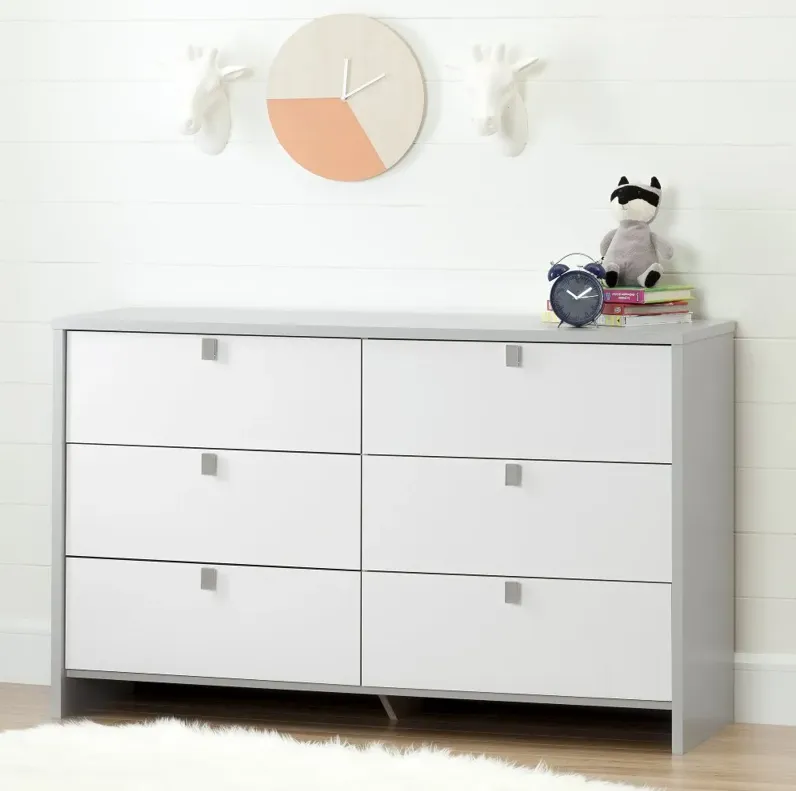 Cookie Gray and White 6-Drawer Double Dresser - South Shore