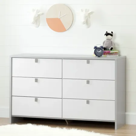 Cookie Gray and White 6-Drawer Double Dresser - South Shore
