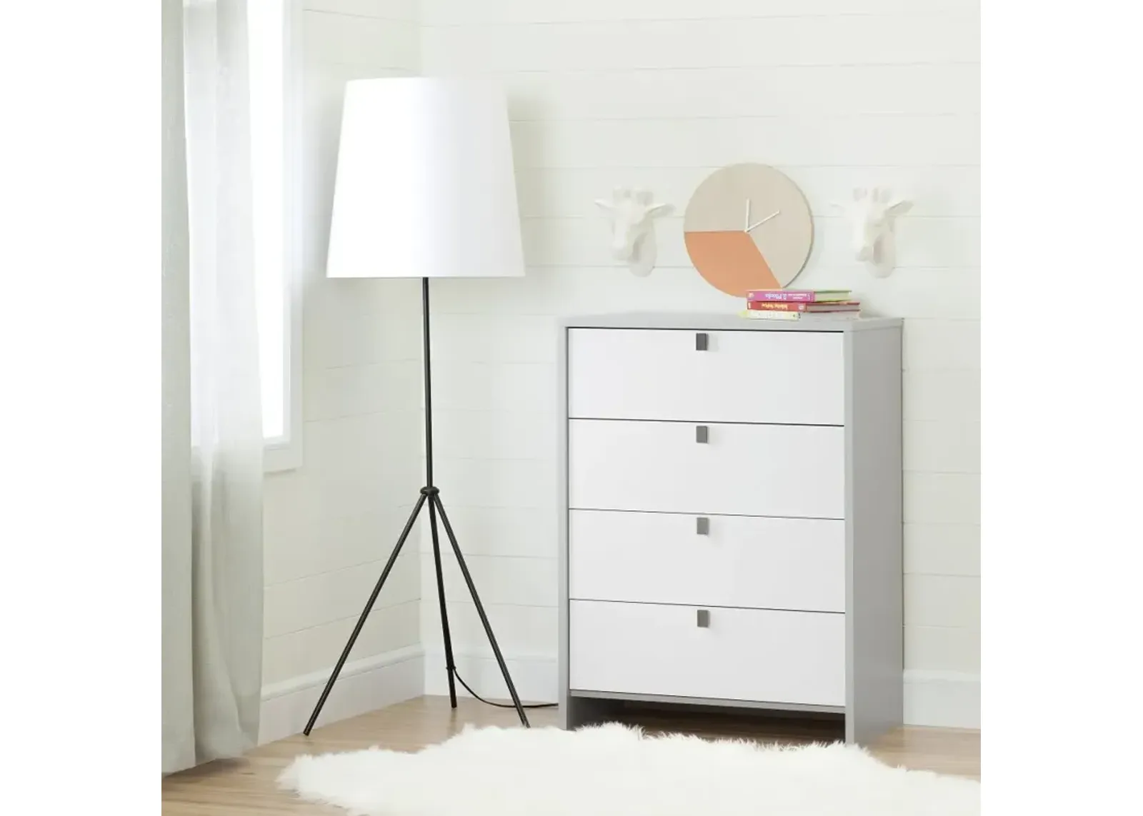 Cookie Gray and White 4-Drawer Chest - South Shore