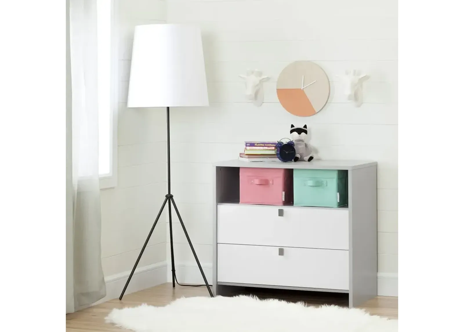 Cookie Gray and White Changing Table with Storage - South Shore