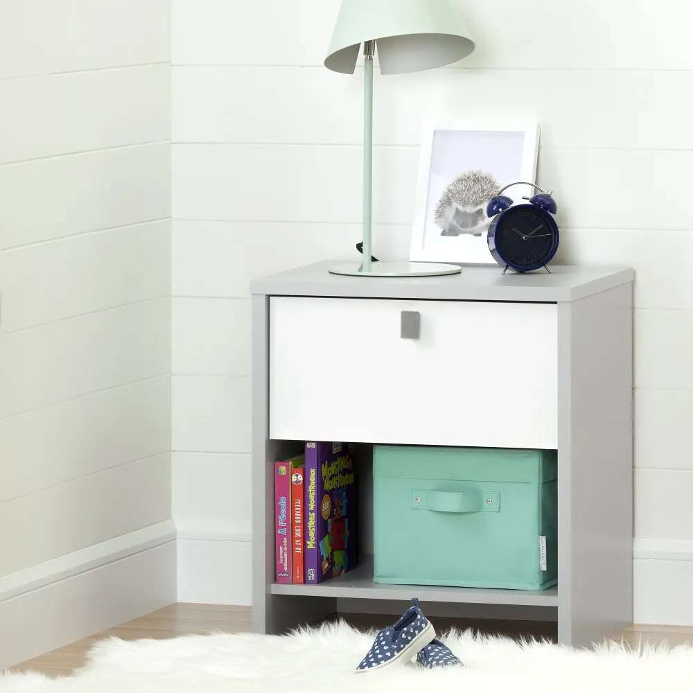 Cookie Gray and White Nightstand - South Shore