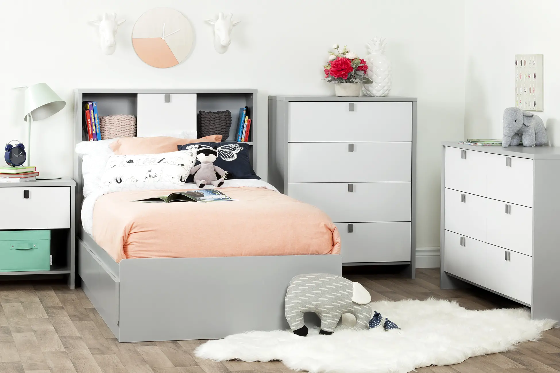 Cookie Gray Twin Mates Bed with 3-Drawers (39 Inch) - South Shore