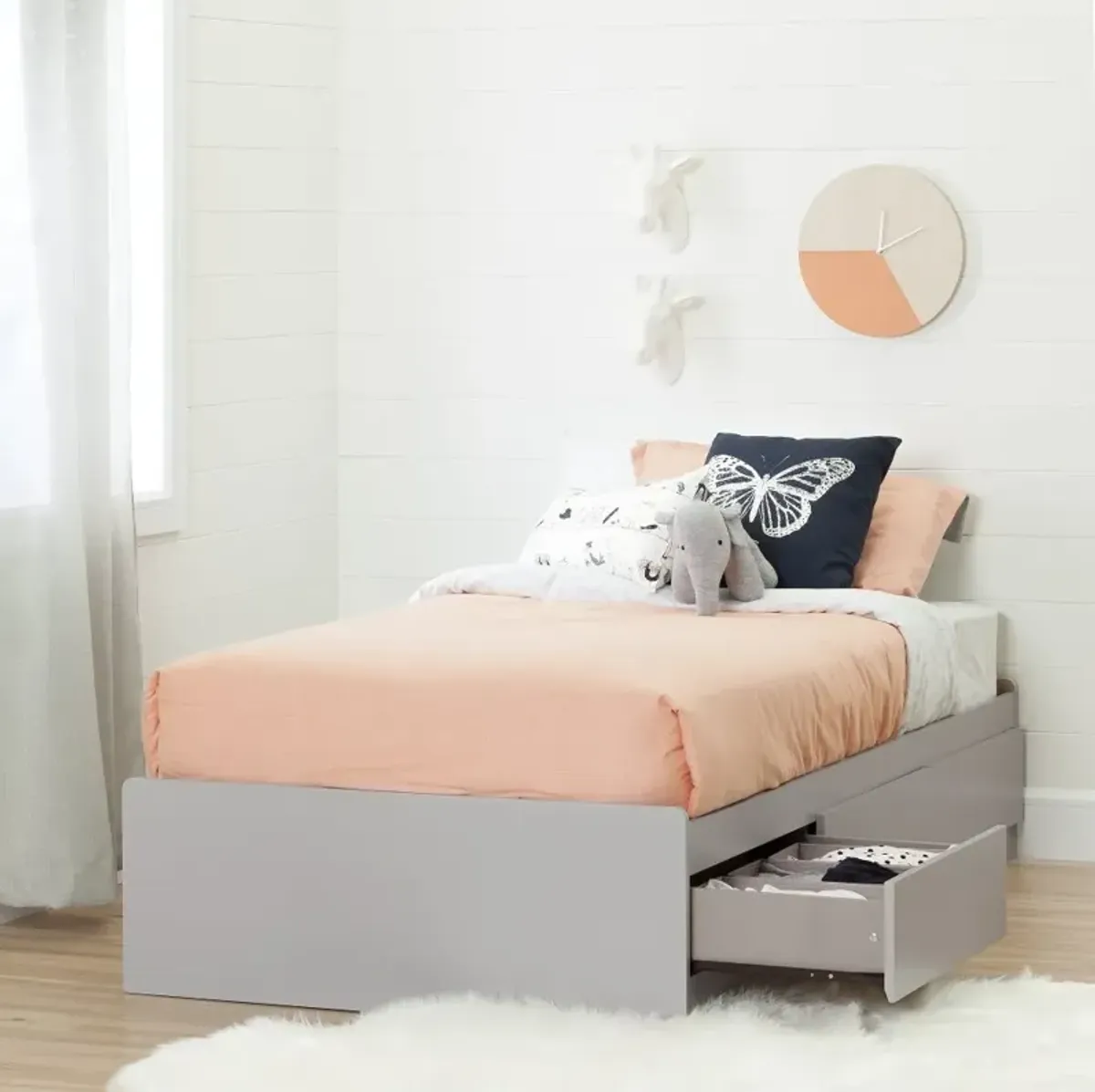 Cookie Gray Twin Mates Bed with 3-Drawers (39 Inch) - South Shore