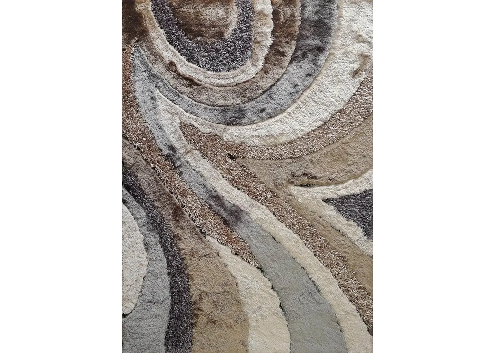 Shaggy Viscose 5 x 7 Earth Beige and Gray Shag Rug