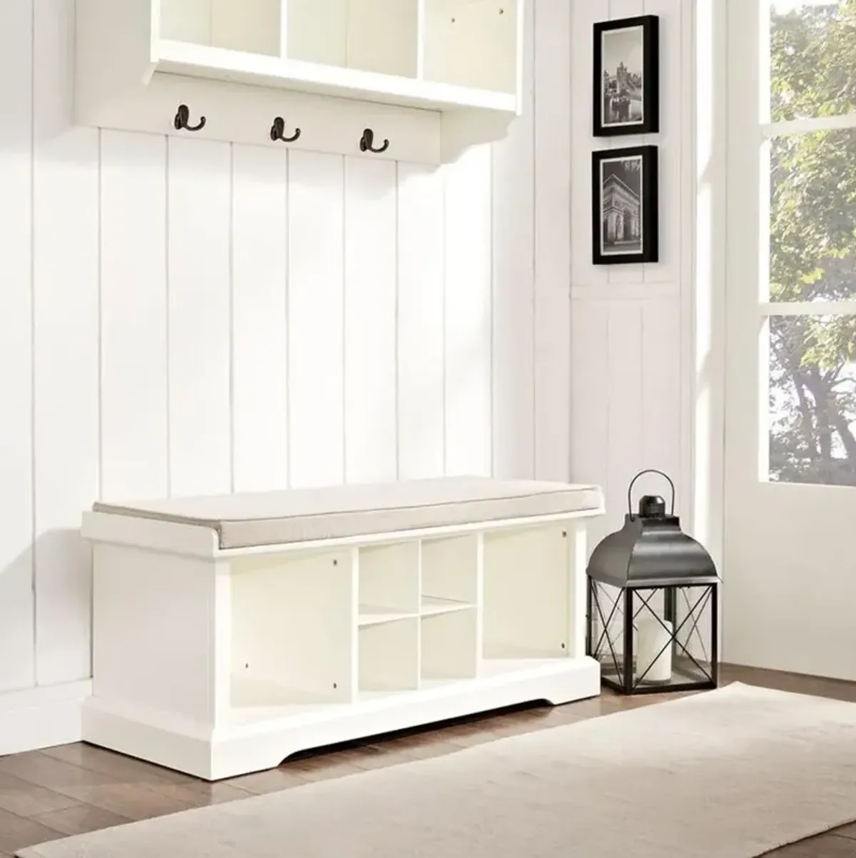 White Entryway Storage Bench - Brennan