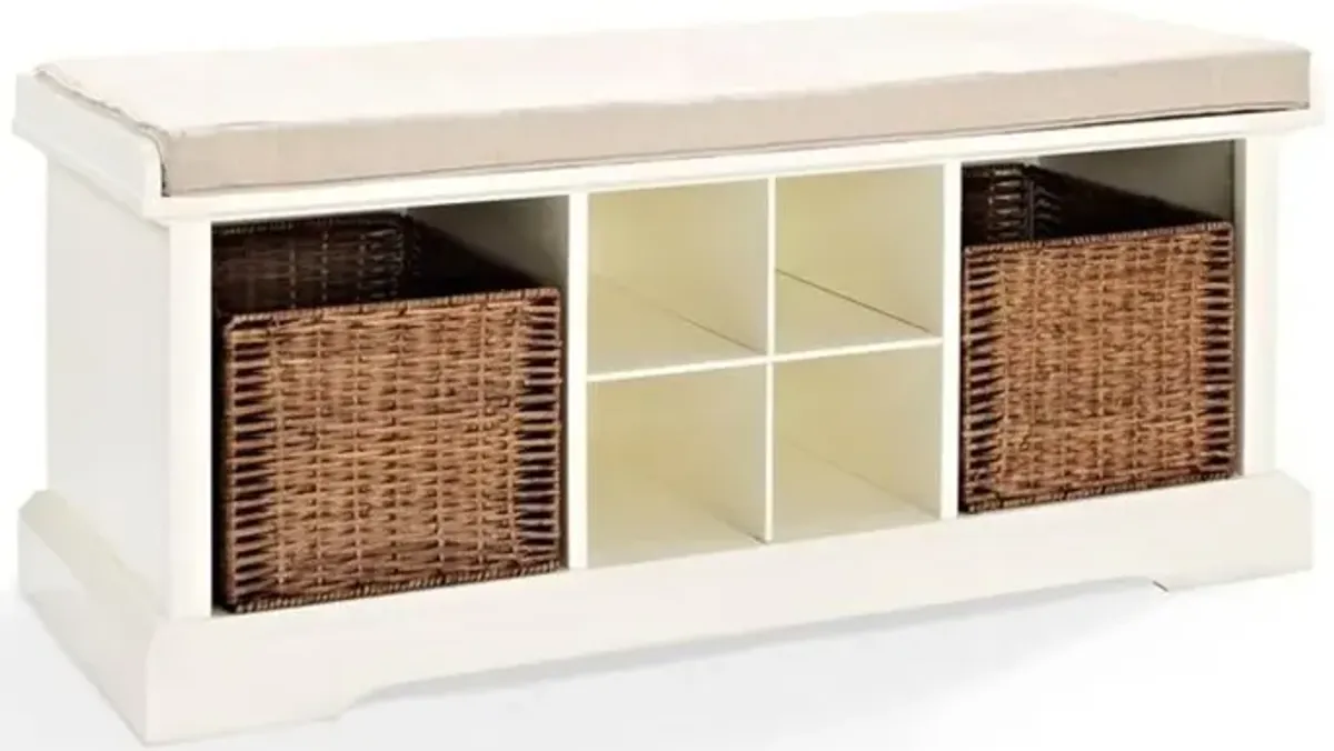 White Entryway Storage Bench - Brennan