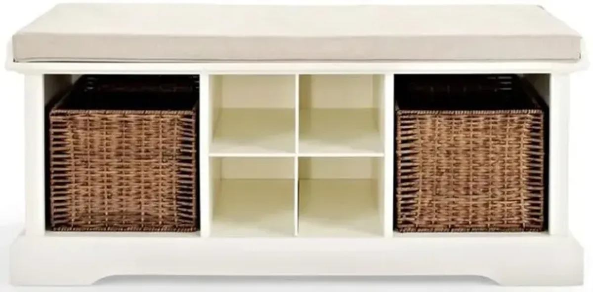 White Entryway Storage Bench - Brennan