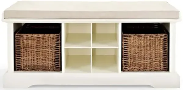 White Entryway Storage Bench - Brennan