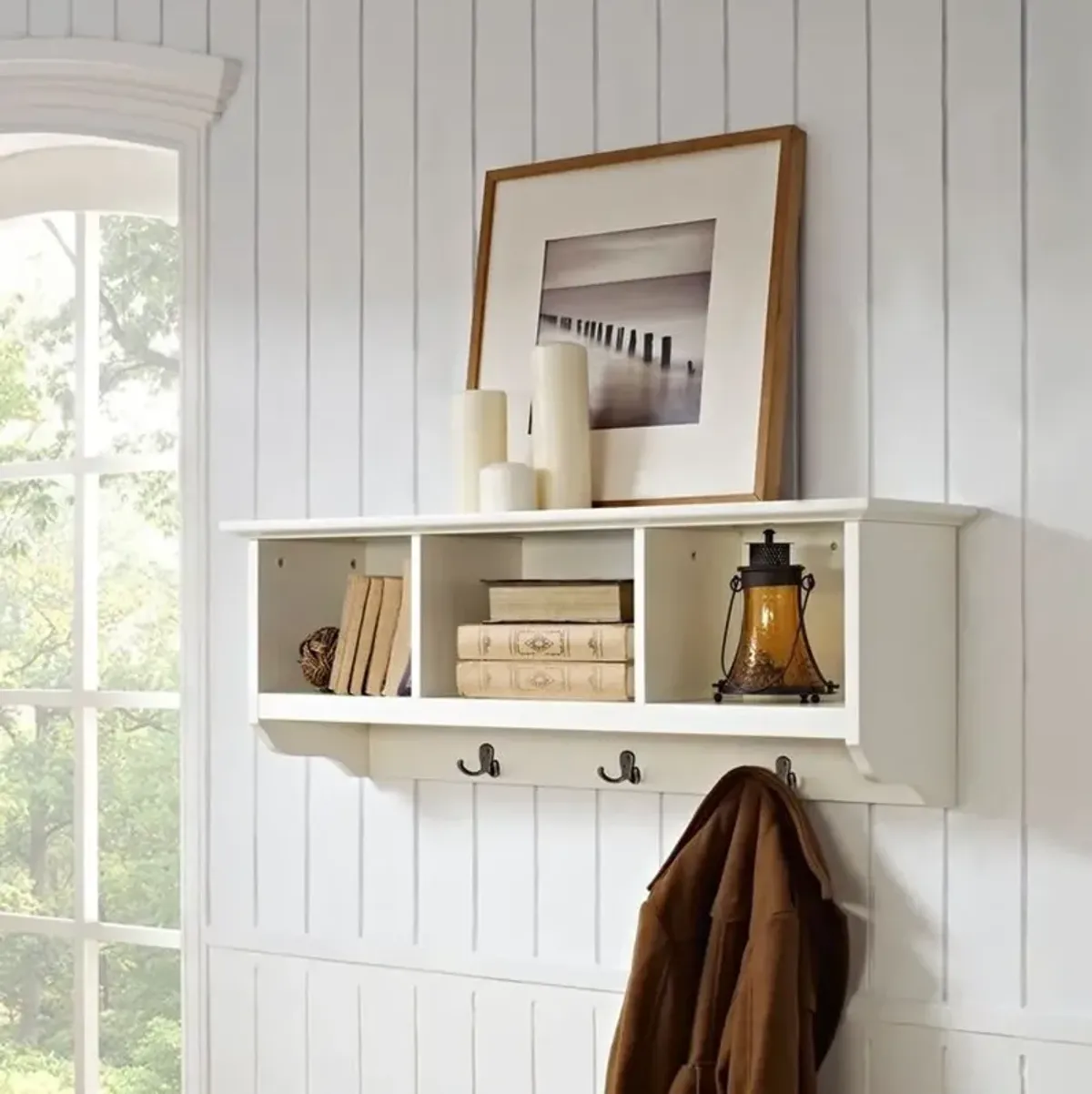 Brennan White Entryway Storage Shelf