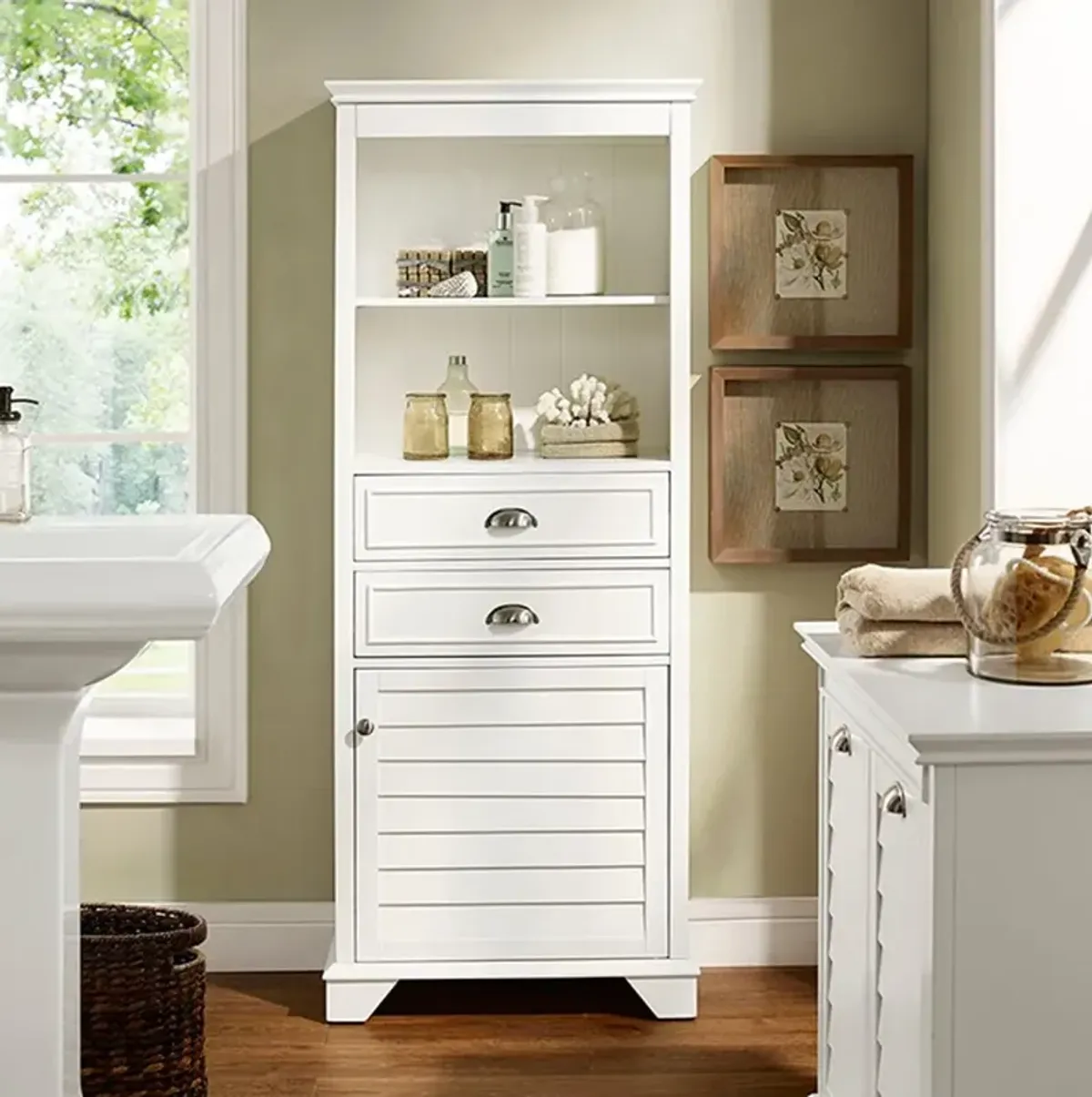 Lydia Tall White Bathroom Cabinet