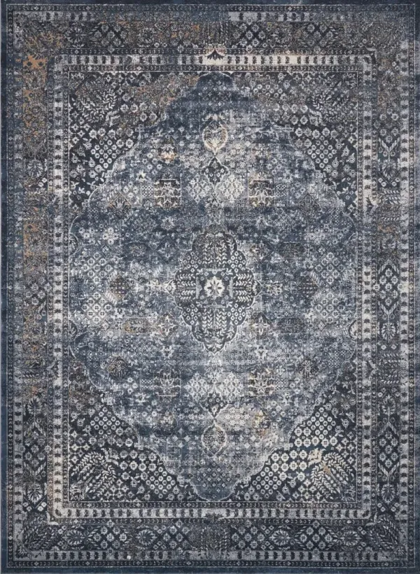 Malta 8 x 11 Navy Blue, Cream, and Rust Area Rug