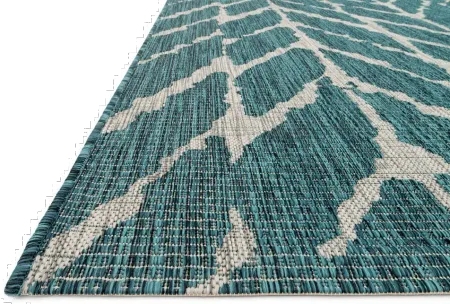 Isle 8 x 11 Large Teal and Gray Indoor-Outdoor Rug