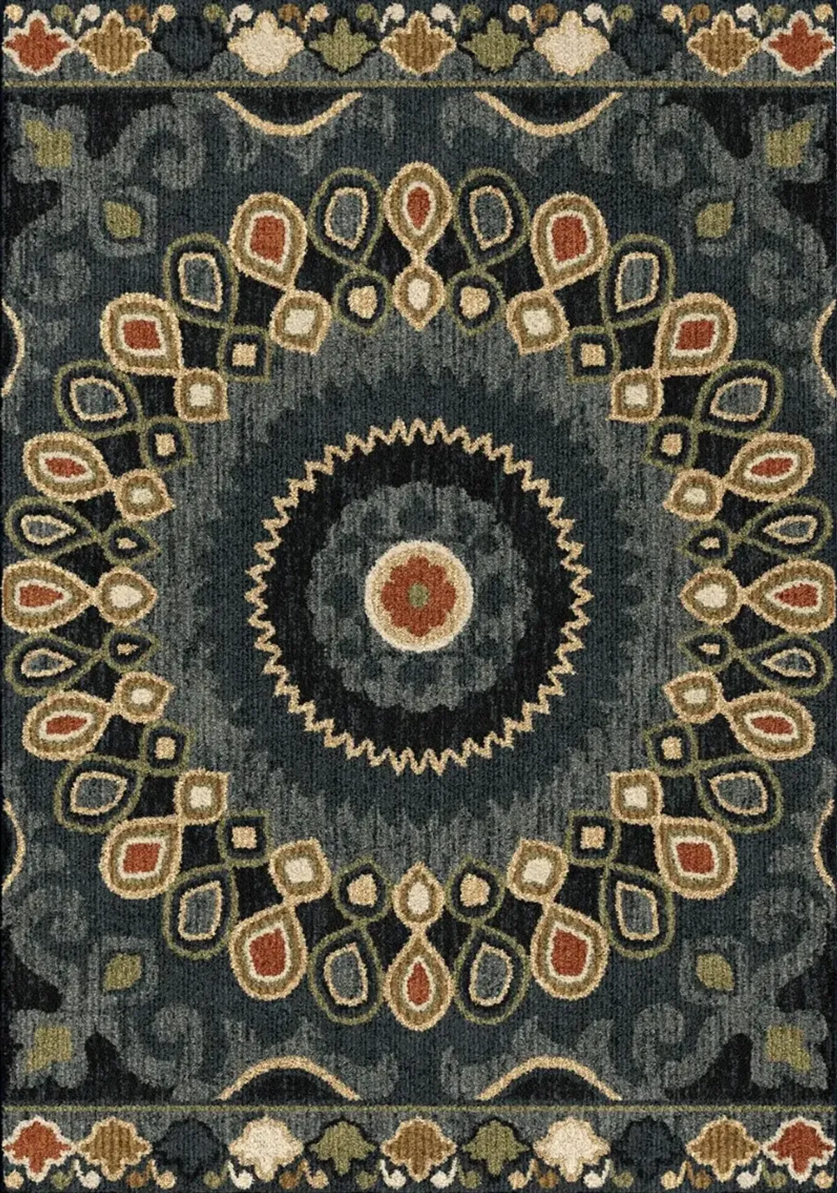 Wild Weave 8 x 11 Indochina Blue, Red, and Green Area Rug