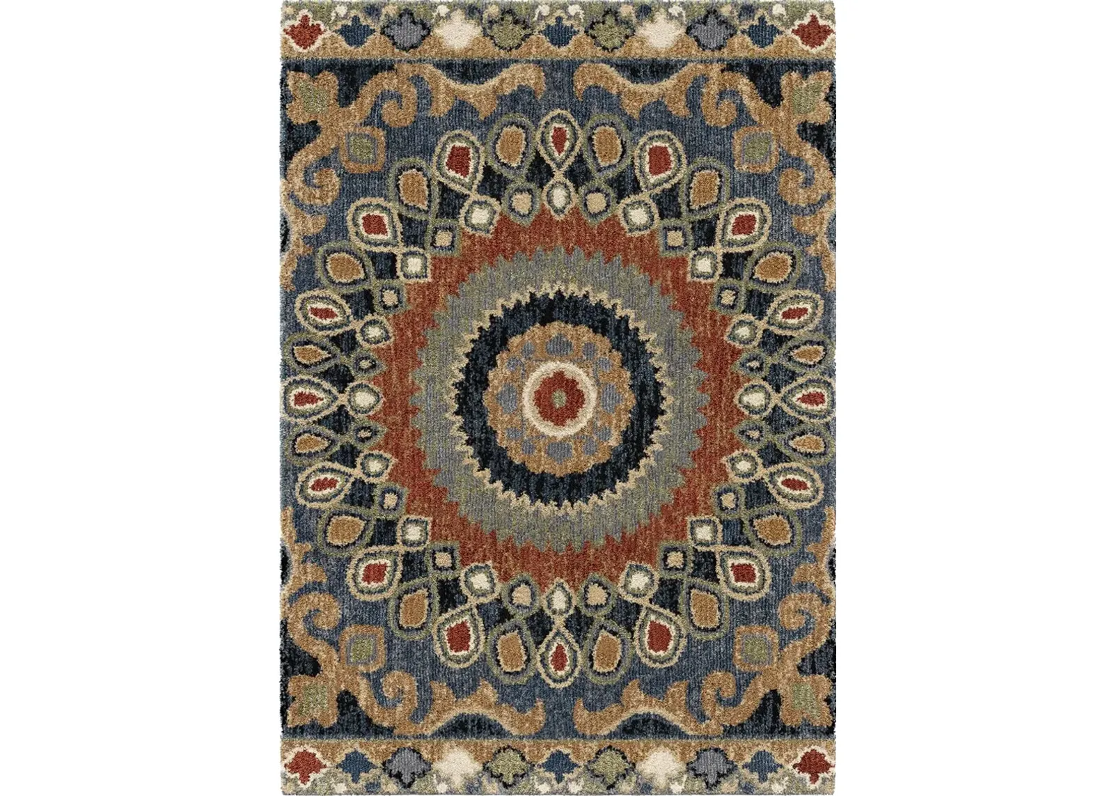 Wild Weave 8 x 11 Indochina Blue, Red, and Green Area Rug