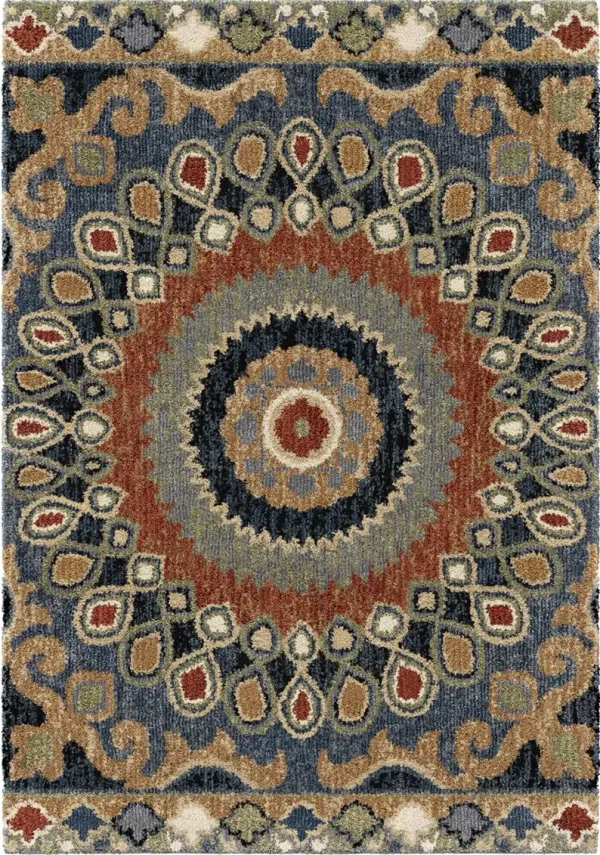 Wild Weave 8 x 11 Indochina Blue, Red, and Green Area Rug