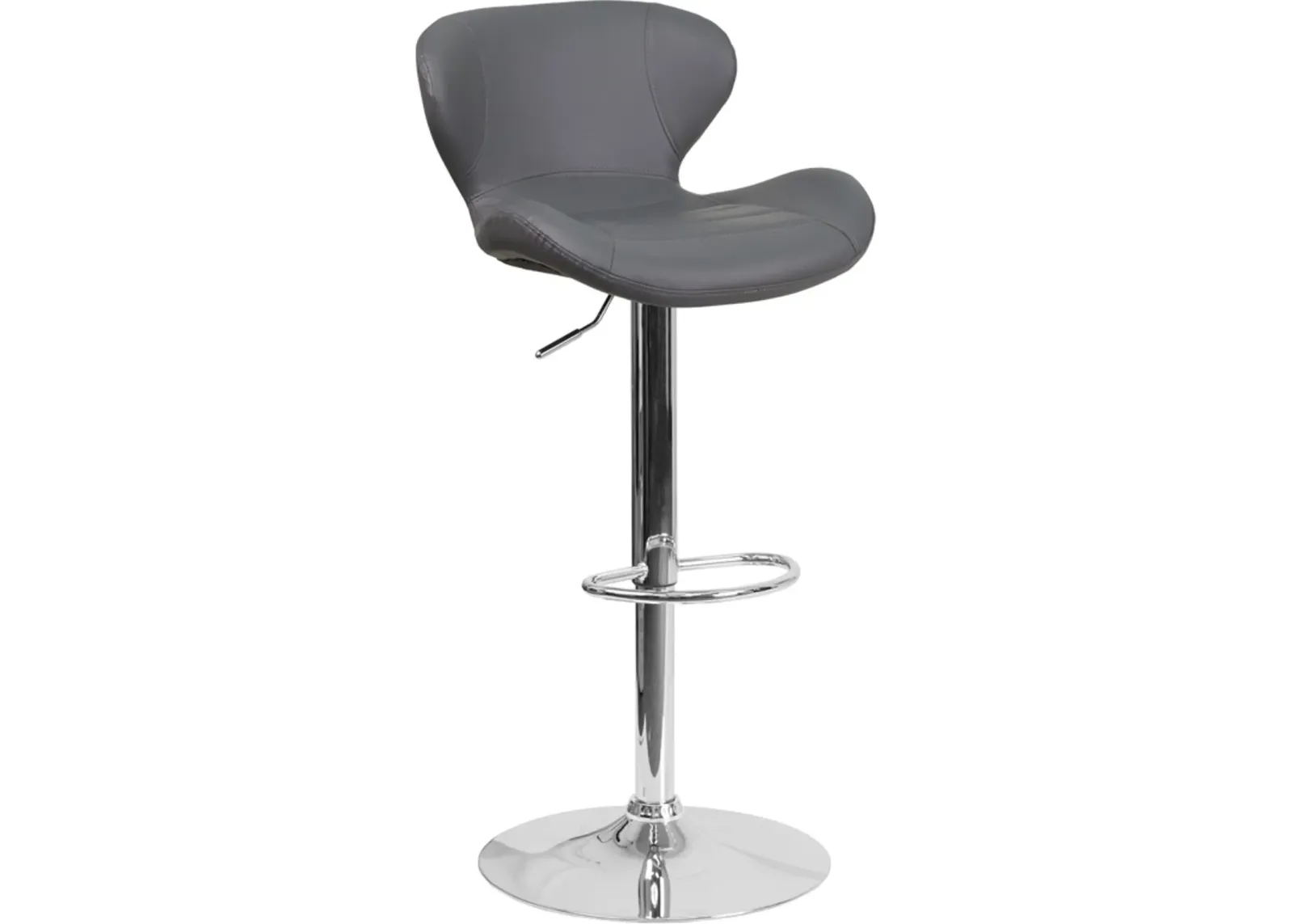 Contemporary Gray Vinyl Adjustable Bar Stool