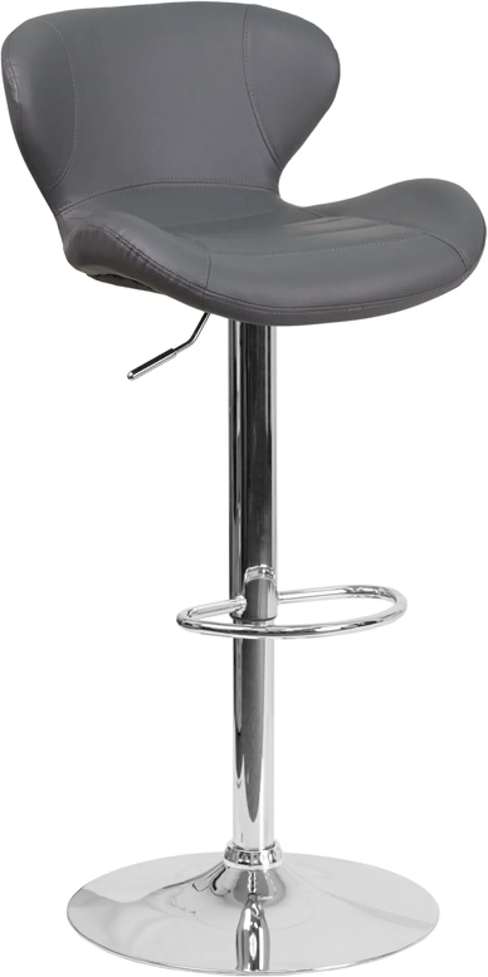 Contemporary Gray Vinyl Adjustable Bar Stool