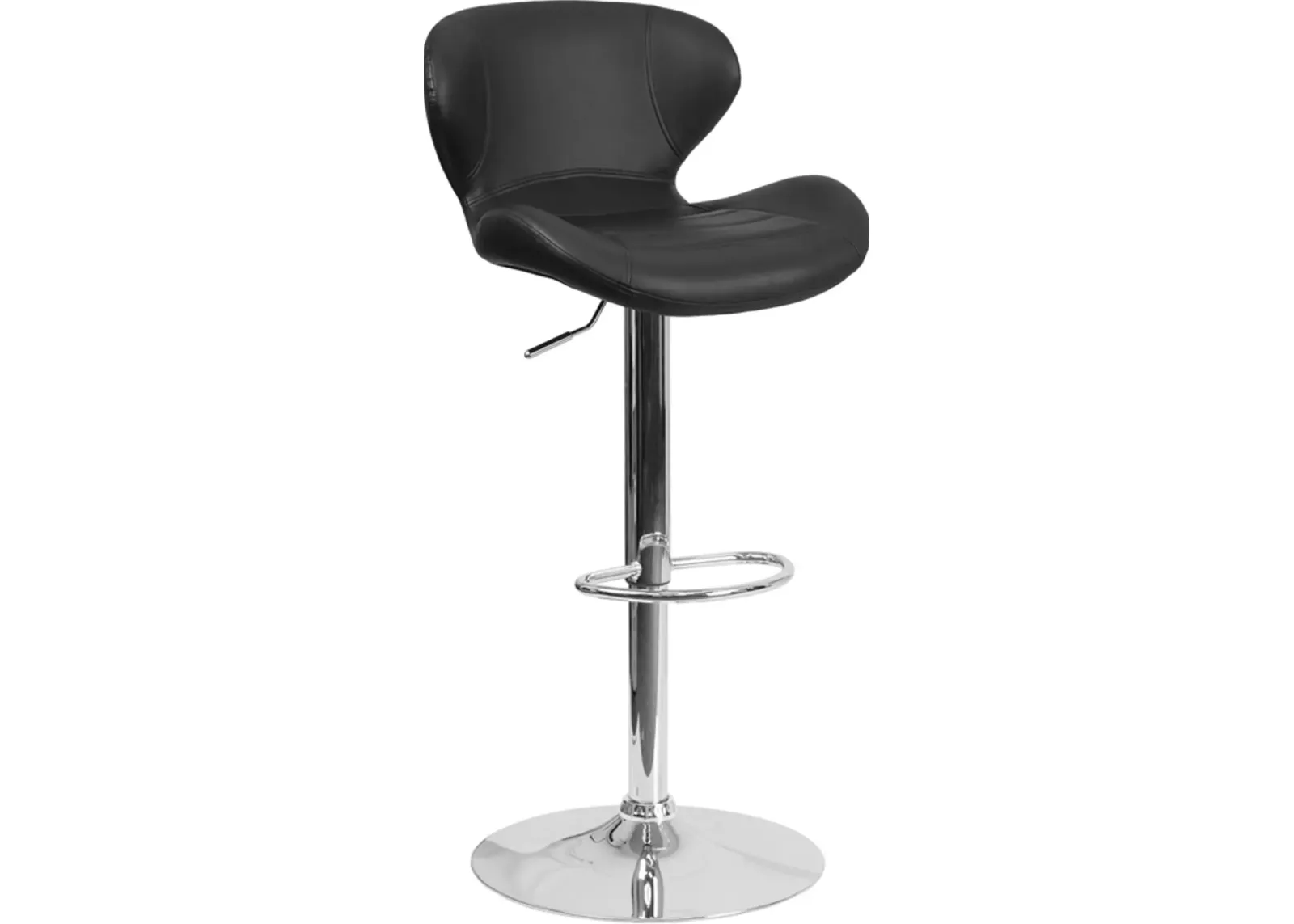 Contemporary Black Vinyl Adjustable Bar Stool