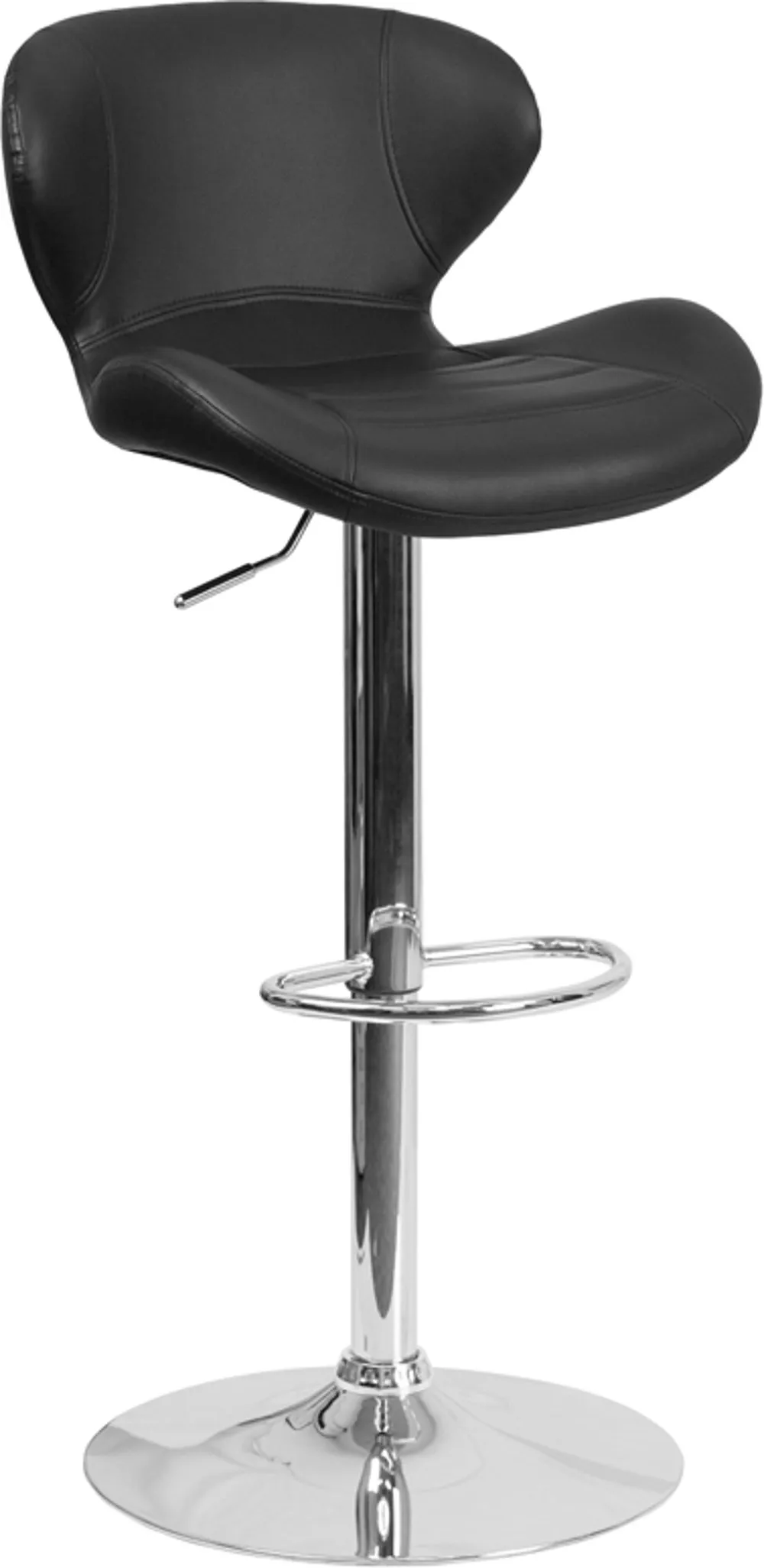 Contemporary Black Vinyl Adjustable Bar Stool