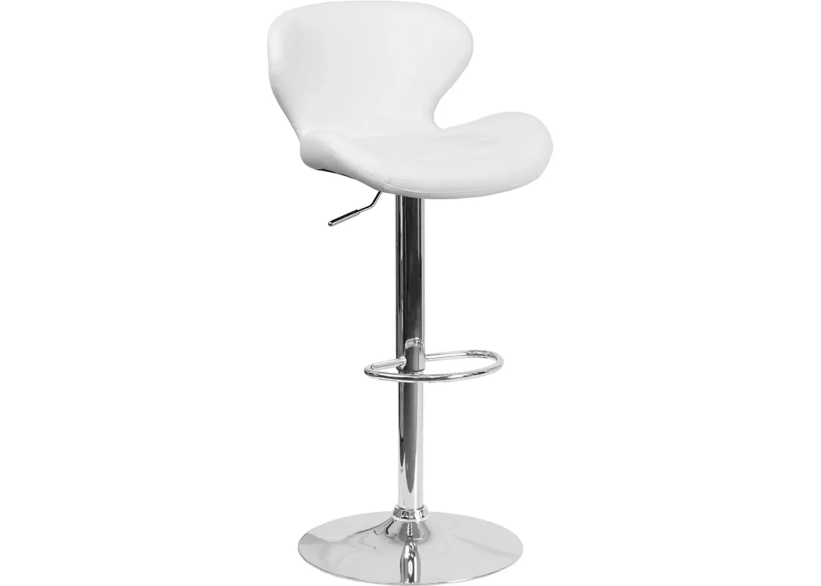 Contemporary White Vinyl Adjustable Bar Stool