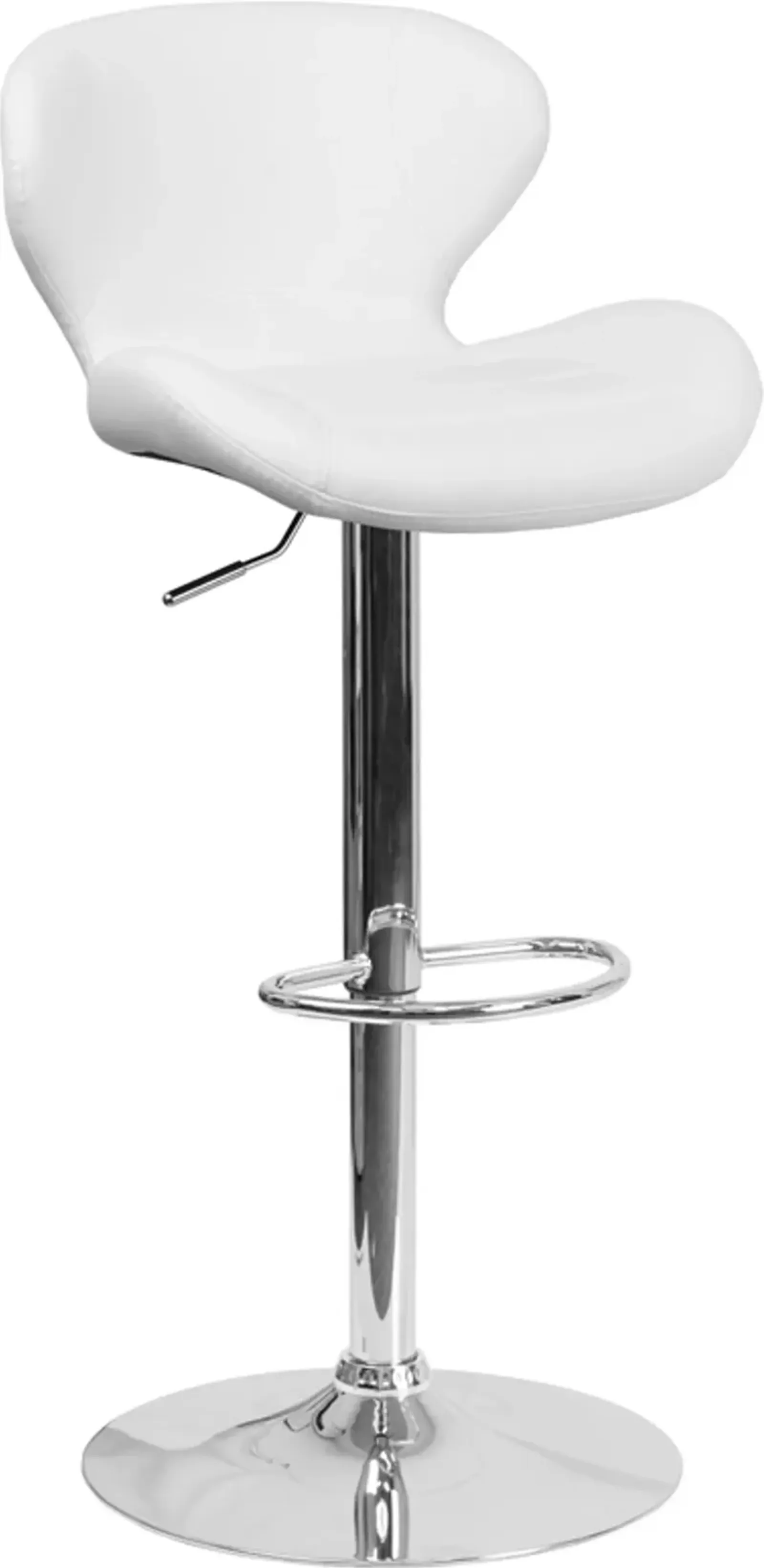 Contemporary White Vinyl Adjustable Bar Stool