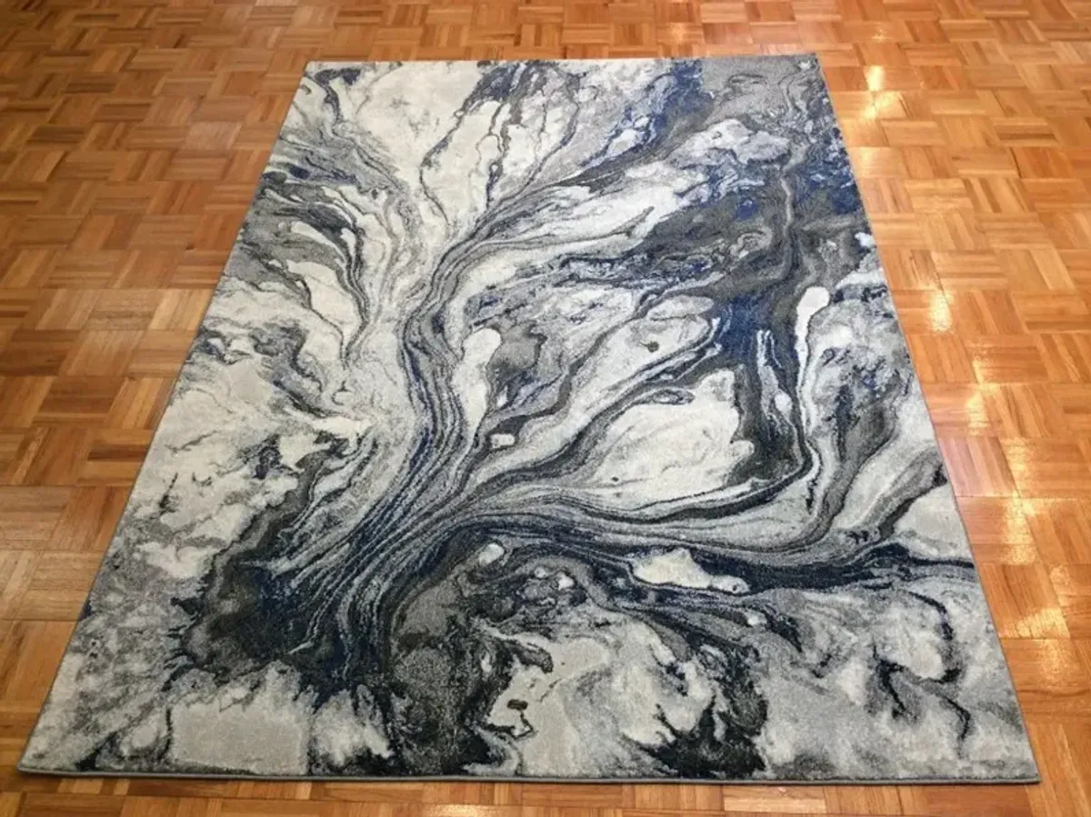 Illusions 8 x 11 Gray and Blue Area Rug