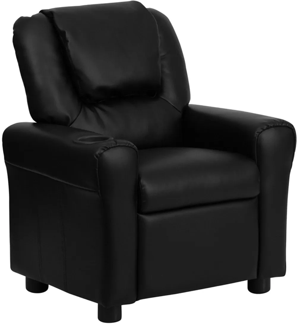 Mini Me Kids Black Recliner with Cup Holder