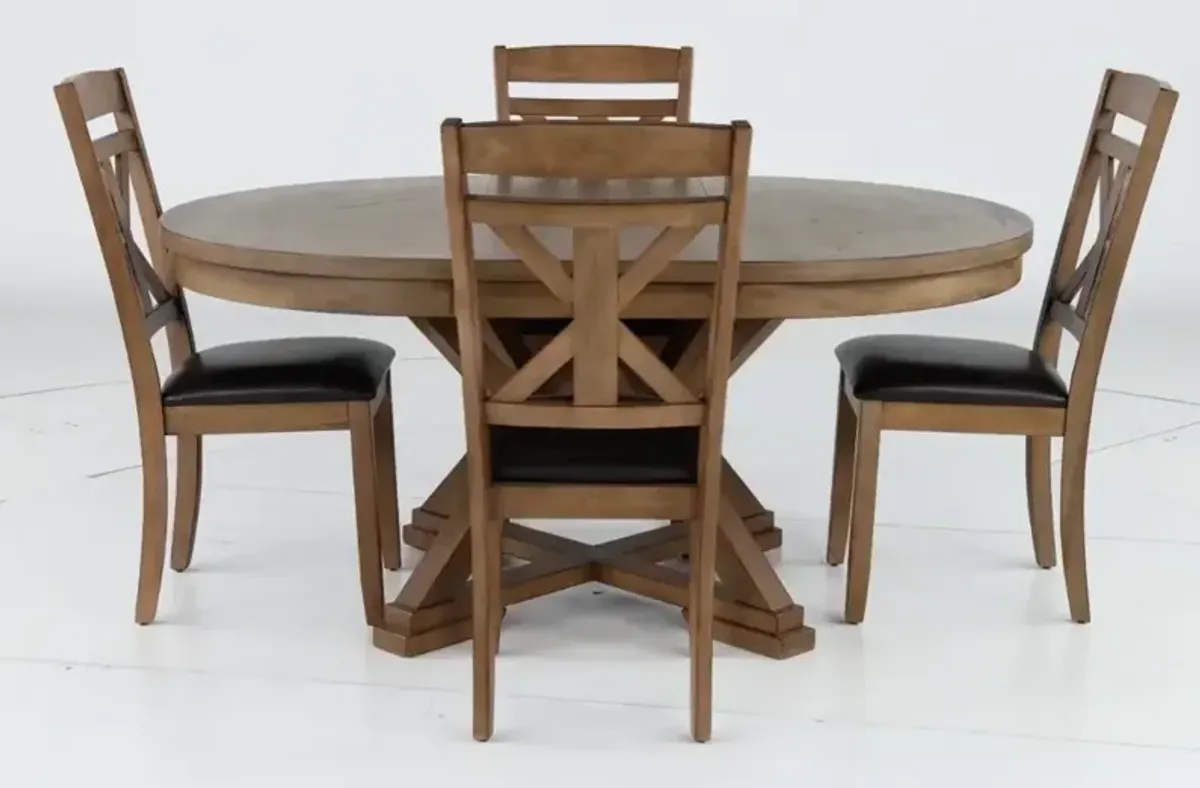 Grandview Traditional Brown 5 Piece Round Dining Set