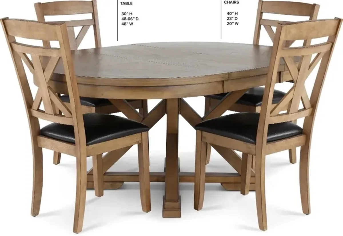 Grandview Traditional Brown 5 Piece Round Dining Set