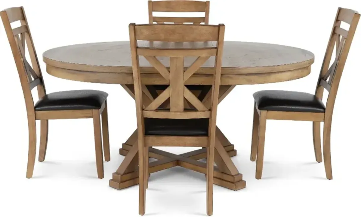 Grandview Traditional Brown 5 Piece Round Dining Set