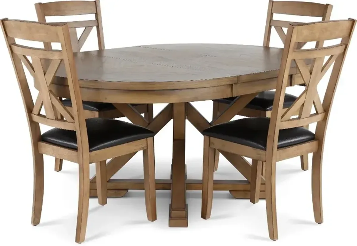 Grandview Traditional Brown 5 Piece Round Dining Set