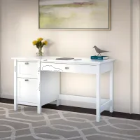 Broadview Pure White Computer Desk with 2 Drawer Pedestal - Bush...