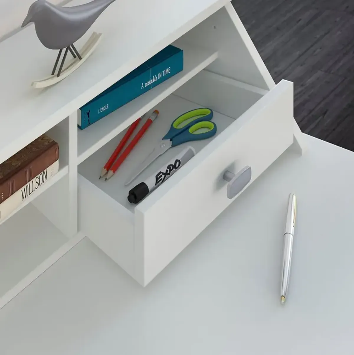 Broadview Pure White Desktop Organizer - Bush Furniture